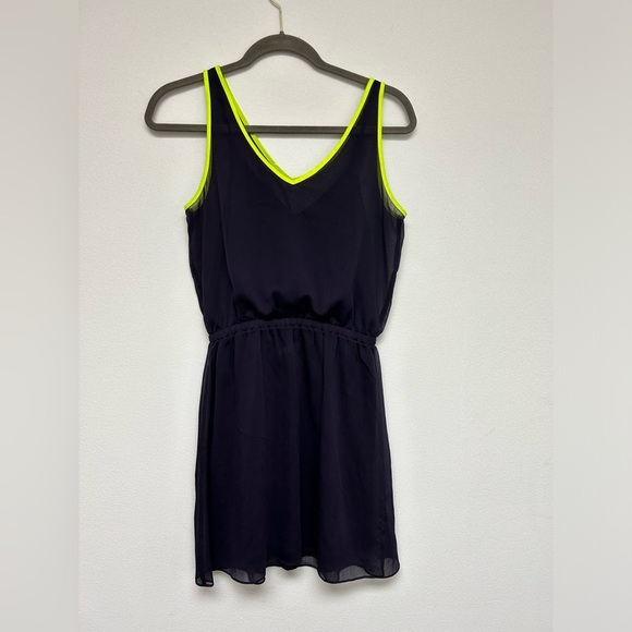 EXPRESS Black Neon Yellow Dress size S Womens Sleeveless Summer Sundress - Picture 3 of 7
